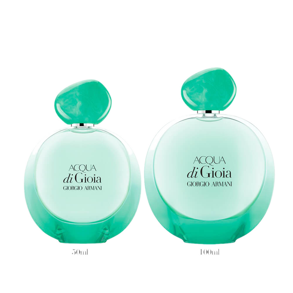 Comparativo de tamanhos do Acqua di Gioia: 50ml e 100ml