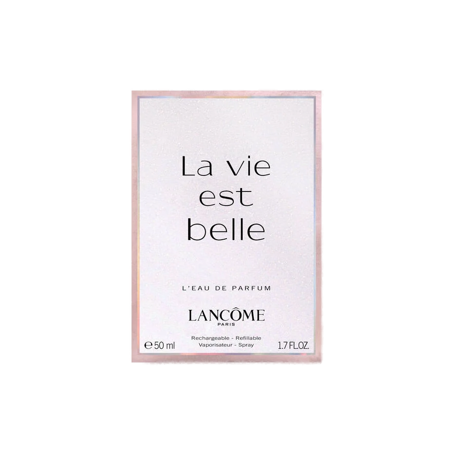 La Vie Est Belle Eau de Parfum Lancôme 50ml: estojo iridescente oficial Lancôme Paris, recarregável