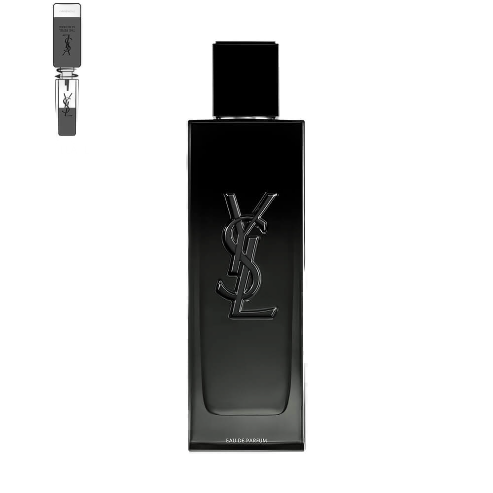 Frasco MYSFL com selo refillable: sistema de recarga oficial Yves Saint Laurent.