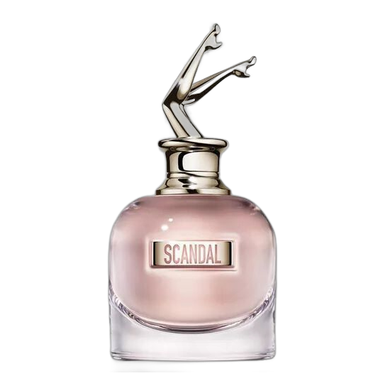 Detalhe do frasco do Scandal com fundo neutro editorial