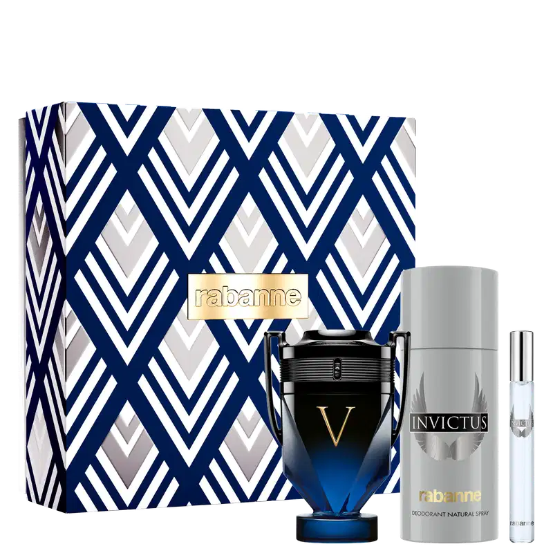 KIT RABANNE INVICTUS VICTORY ELIXIR PAR 100ML + DEO 150ML  + TRVL 10ML